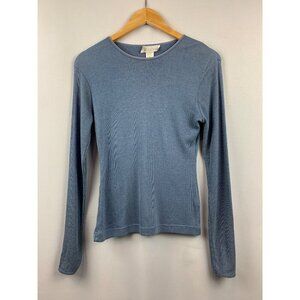 The Limited Womens Blue Long-Sleeve Ribbed Knit Top Size M